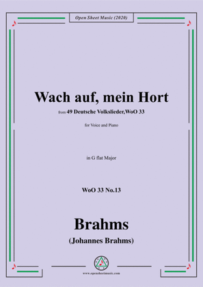 Brahms-Wach auf,mein Hort,WoO 33 No.13,in G flat Major,for Voice and Piano