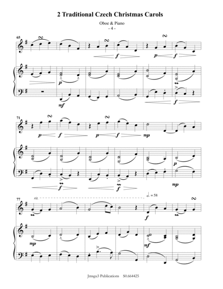 2 Traditional Czech Christmas Carols for Oboe & Piano image number null