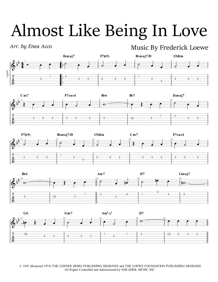 Almost Like Being In Love Piano scores gallery preview page 1