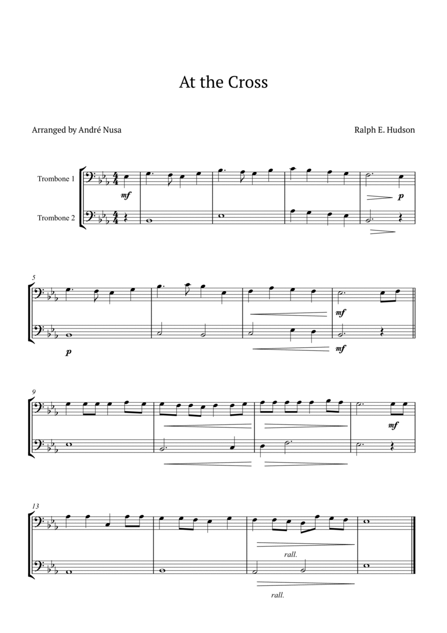 At the Cross Trombone Duet scores gallery preview page 1