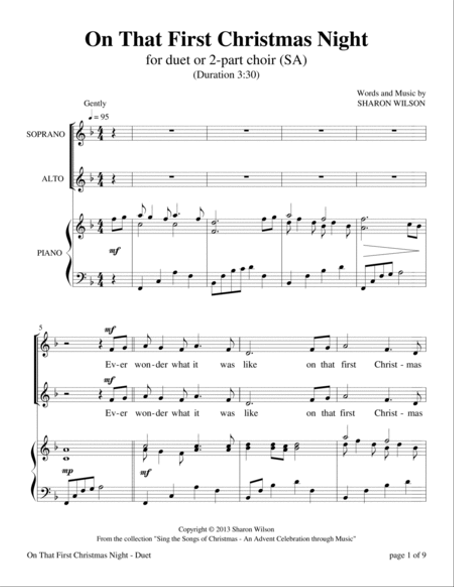 On That First Christmas Night (for duet or 2-part choir, SA) SA scores gallery preview page 3