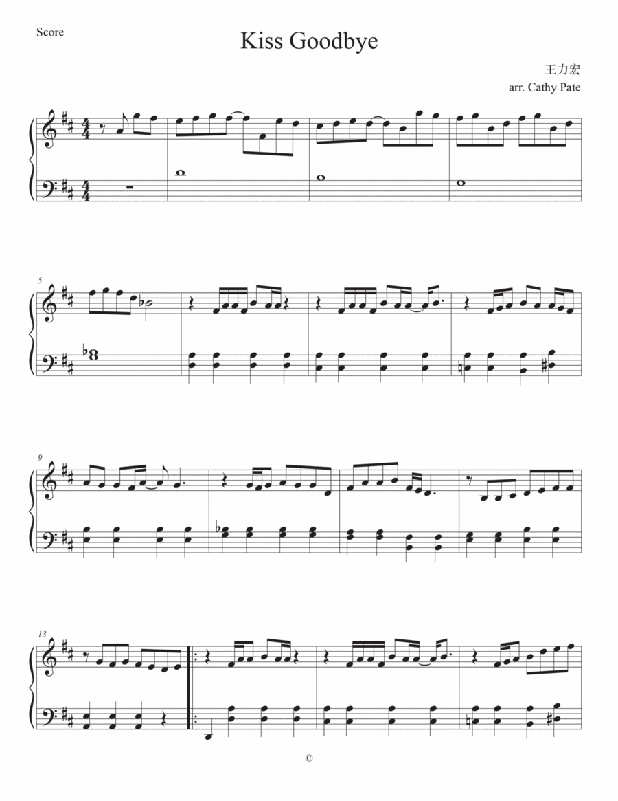 Kiss Goodbye Kiss Goodbye Piano Solo scores gallery preview page 1