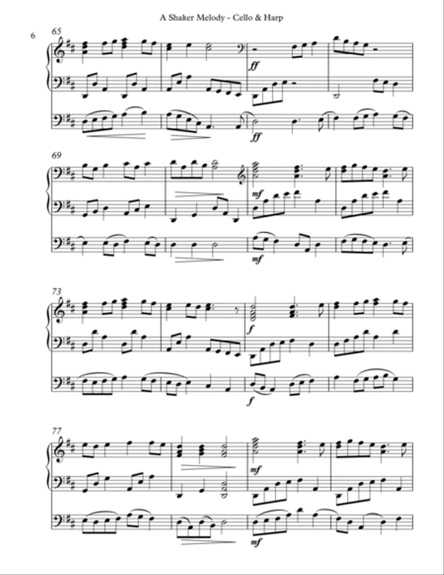 A Shaker Melody, Duet for Cello & Harp String Duet scores gallery preview page 6