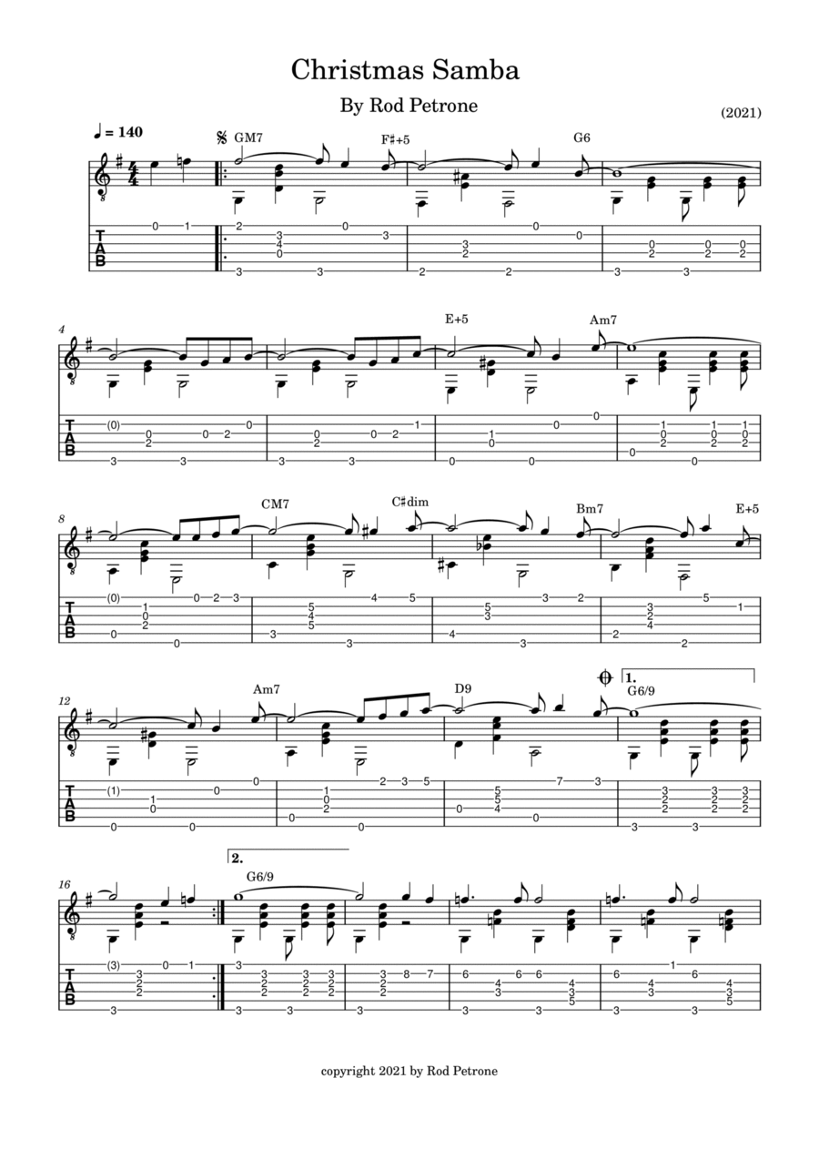 Christmas Samba Christmas Samba Acoustic Guitar scores gallery preview page 1