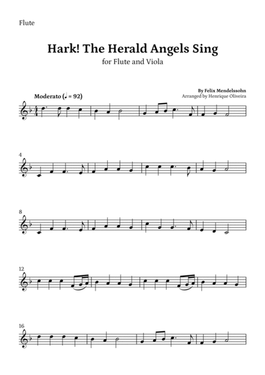 Hark! The Herald Angels Sing (Flute and Viola) - Beginner Level image number null