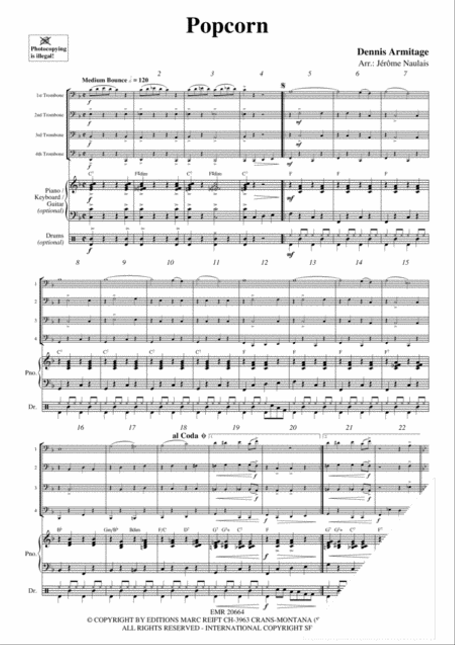 Popcorn Popcorn Trombone Quartet scores gallery preview page 3