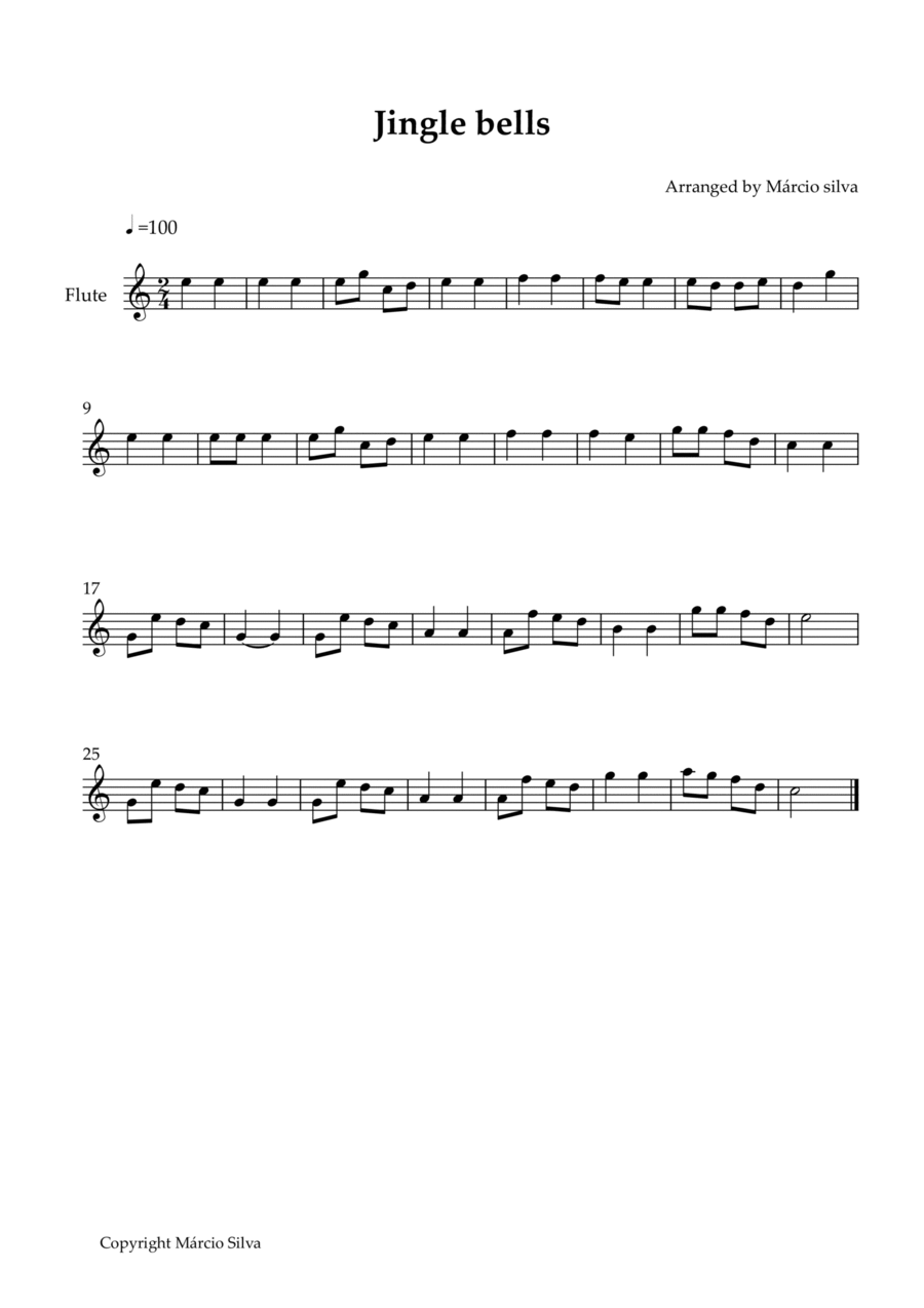JINGLE BELLS -FLUTE Flute Solo scores gallery preview page 1