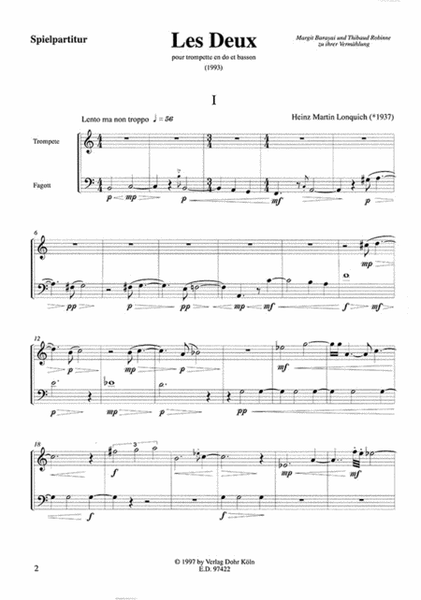 Les Deux pour trompette en do et basson (1993)