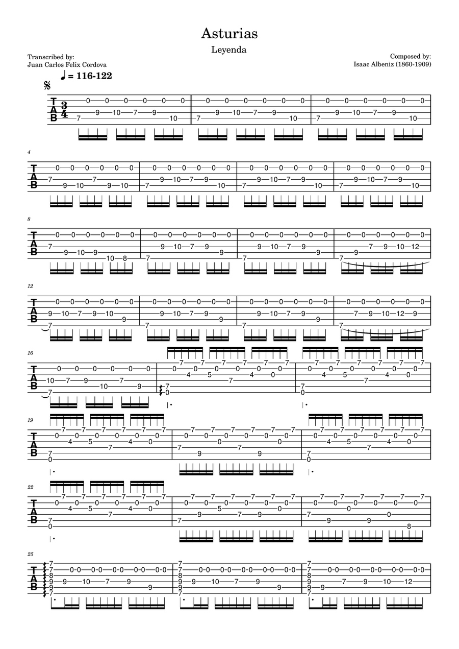 Asturias (Leyenda) TAB Chamber Music scores gallery preview page 1