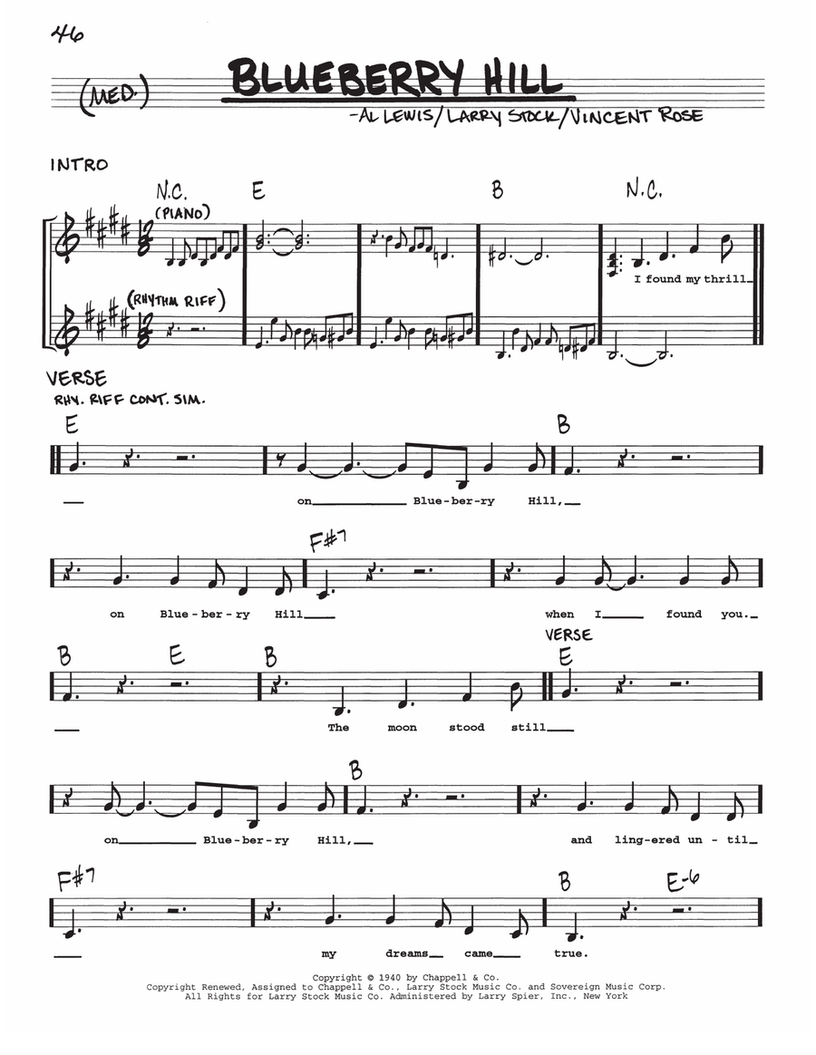 Blueberry Hill Voice scores gallery preview page 1