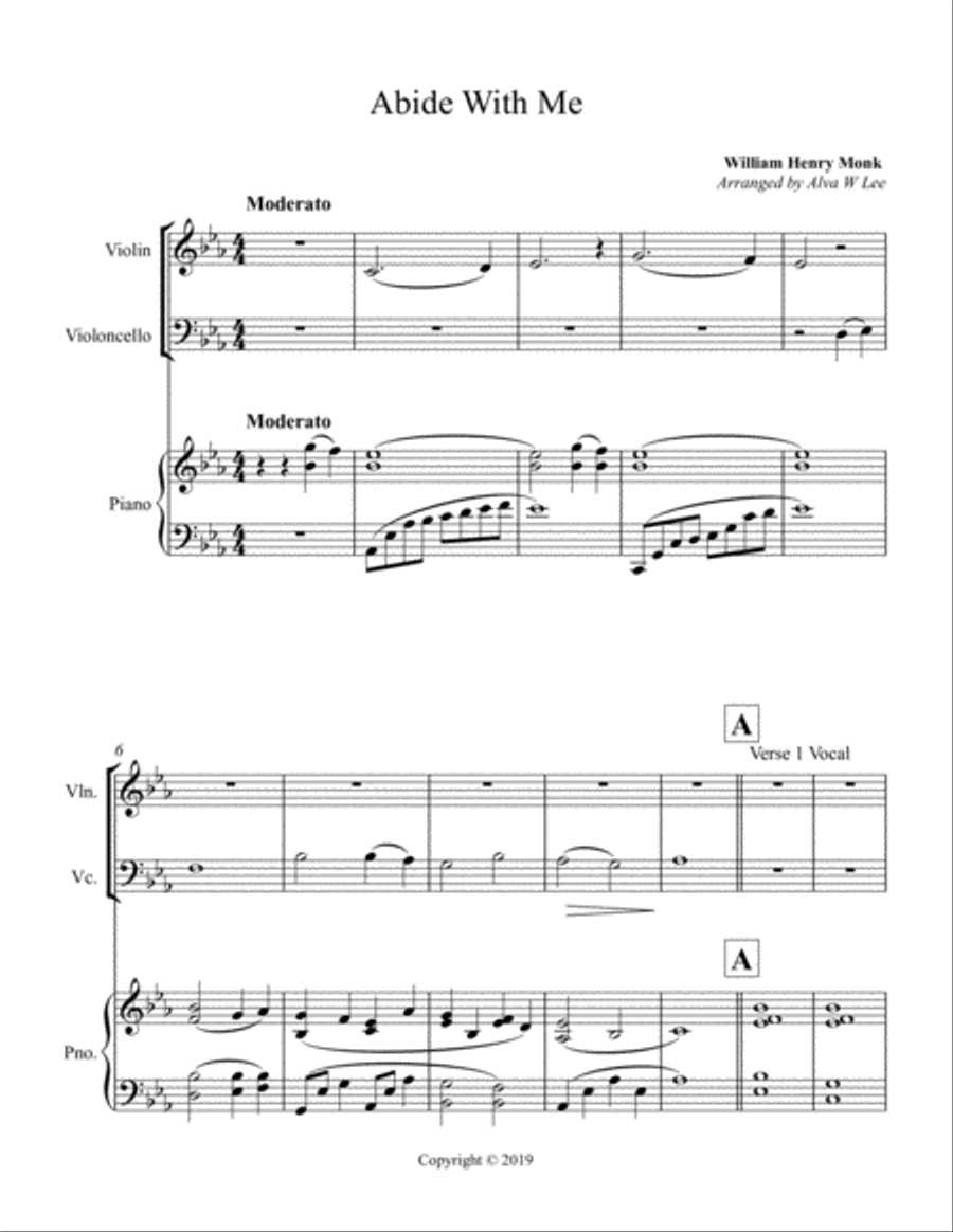 Abide with Me SCORE of hymn Piano Trio scores gallery preview page 1