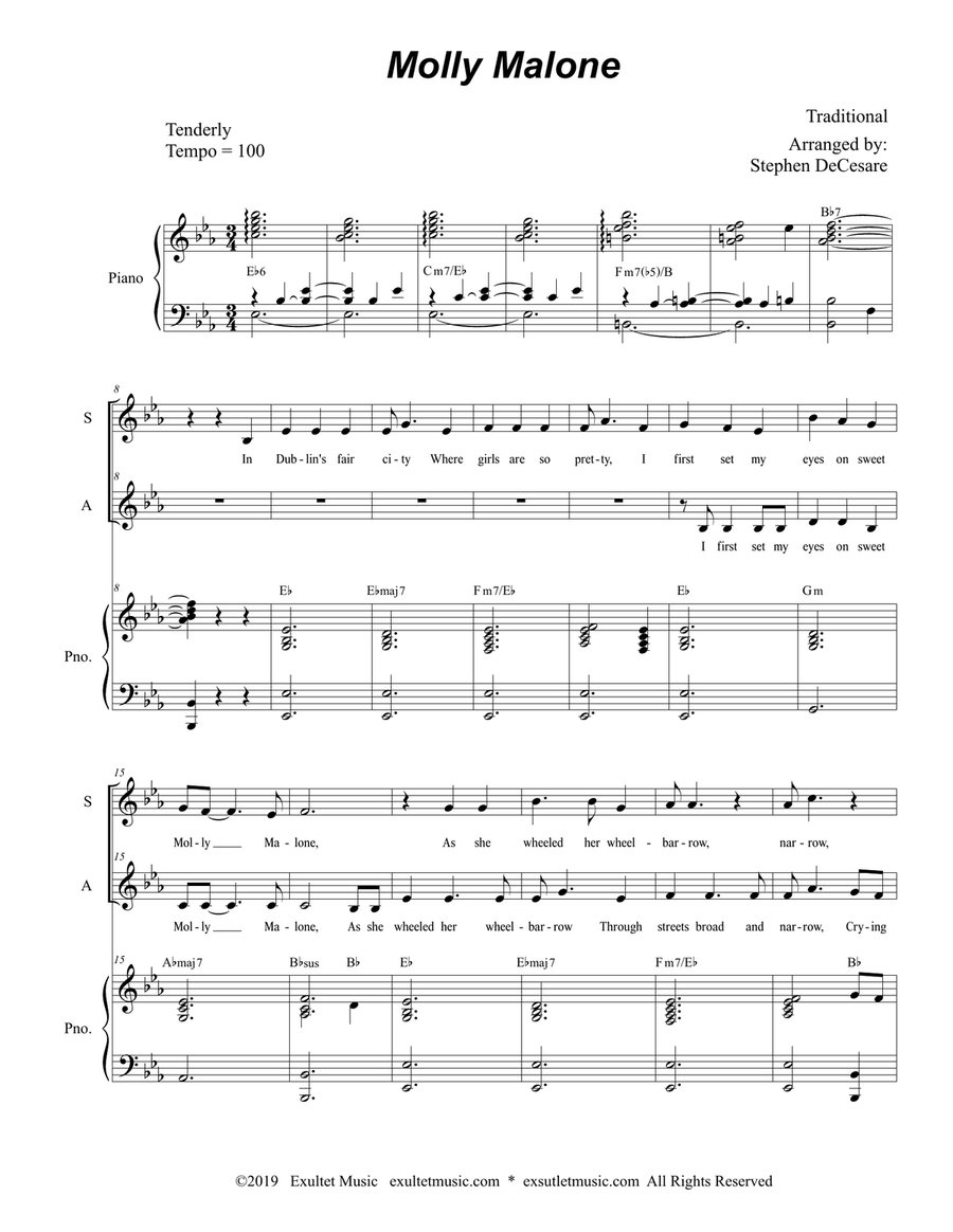 Molly Malone (Duet for Soprano and Alto Solo) Alto Voice scores gallery preview page 2
