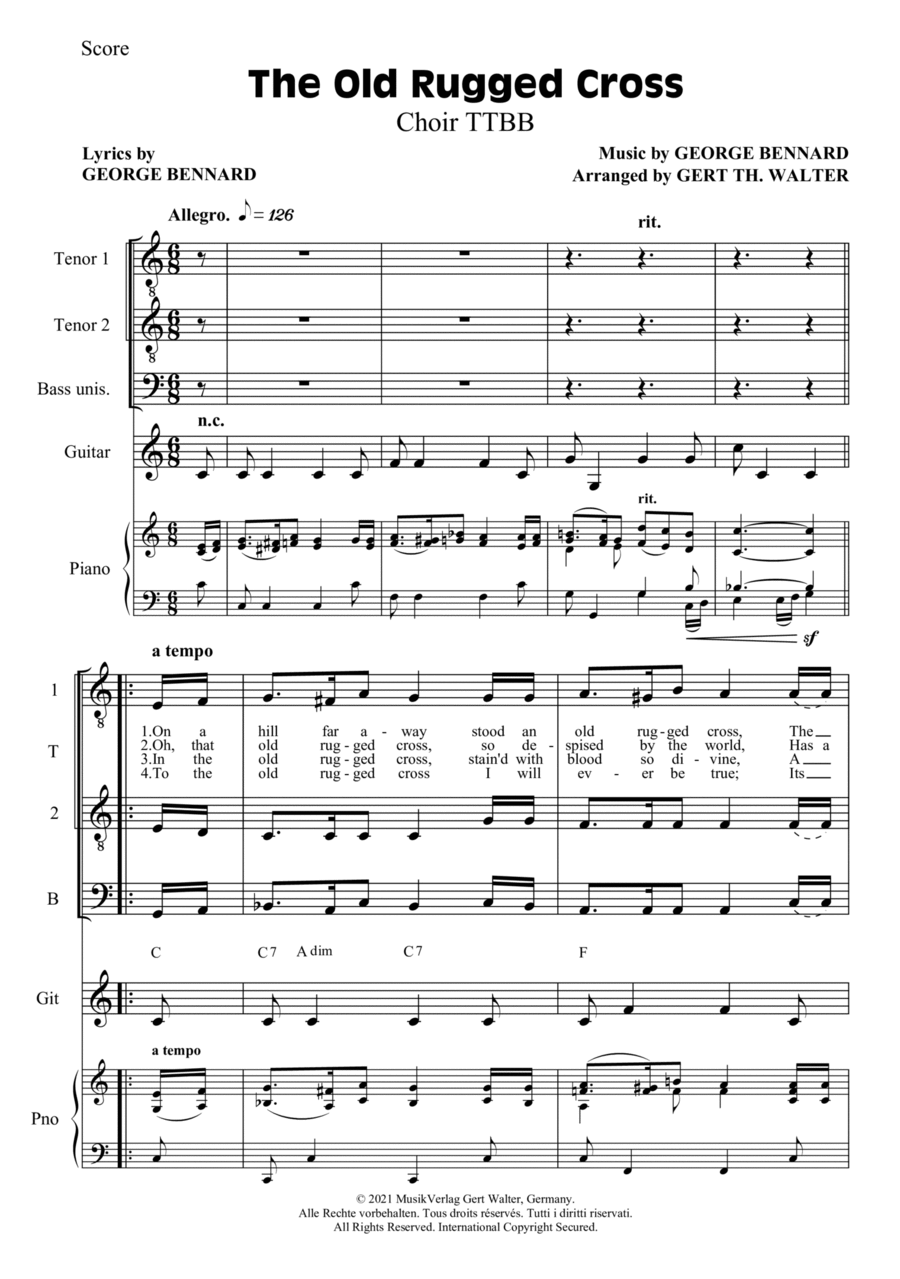 The Old Rugged Cross The Old Rugged Cross TTBB scores gallery preview page 1