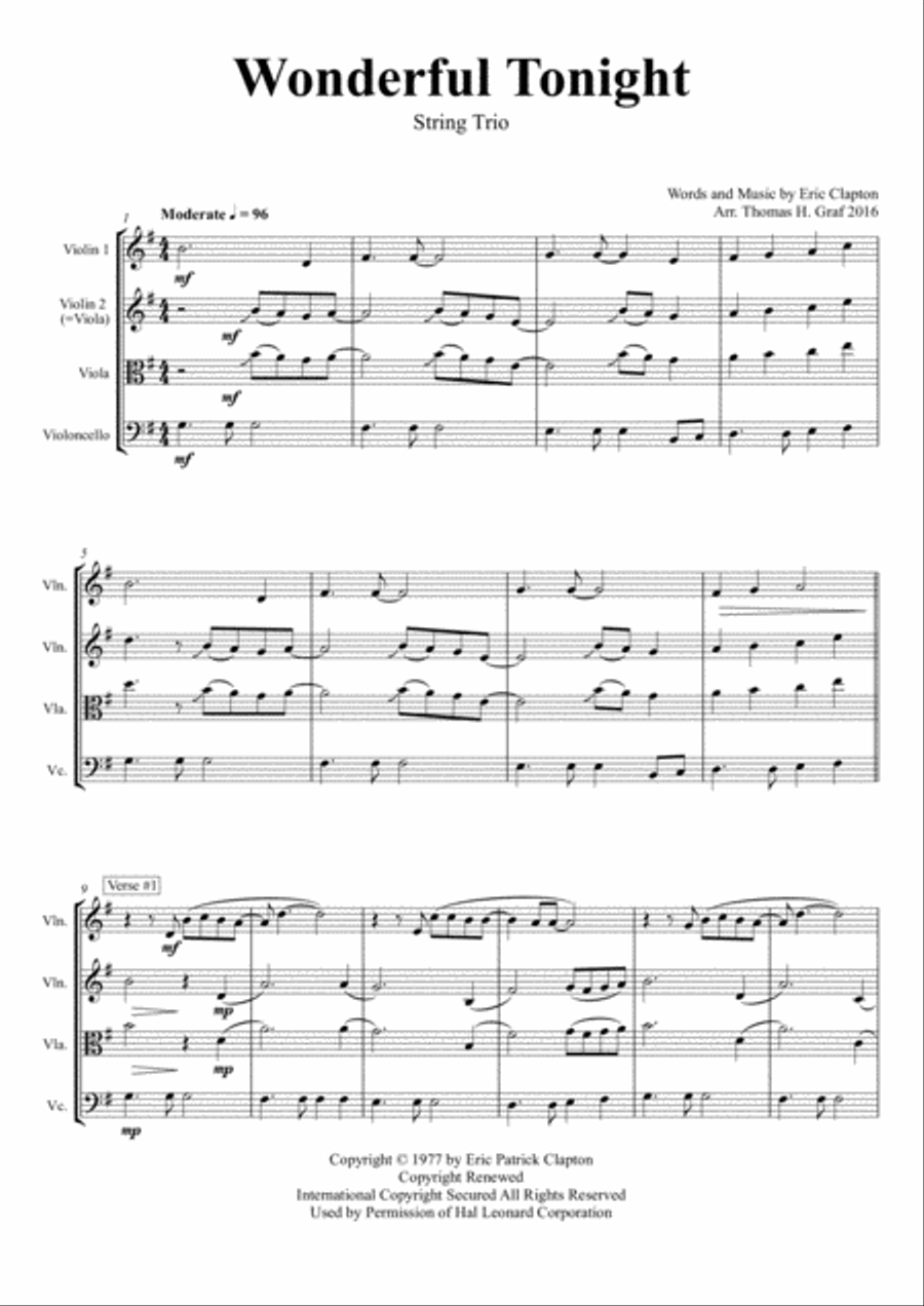 Wonderful Tonight String Trio scores gallery preview page 1