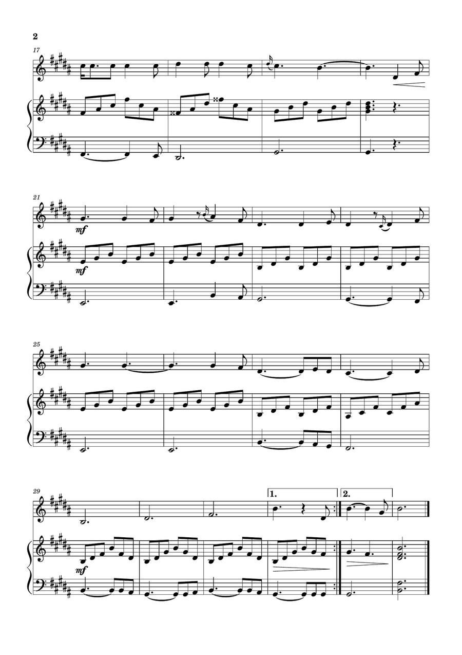 Hallelujah Violin Solo scores gallery preview page 2