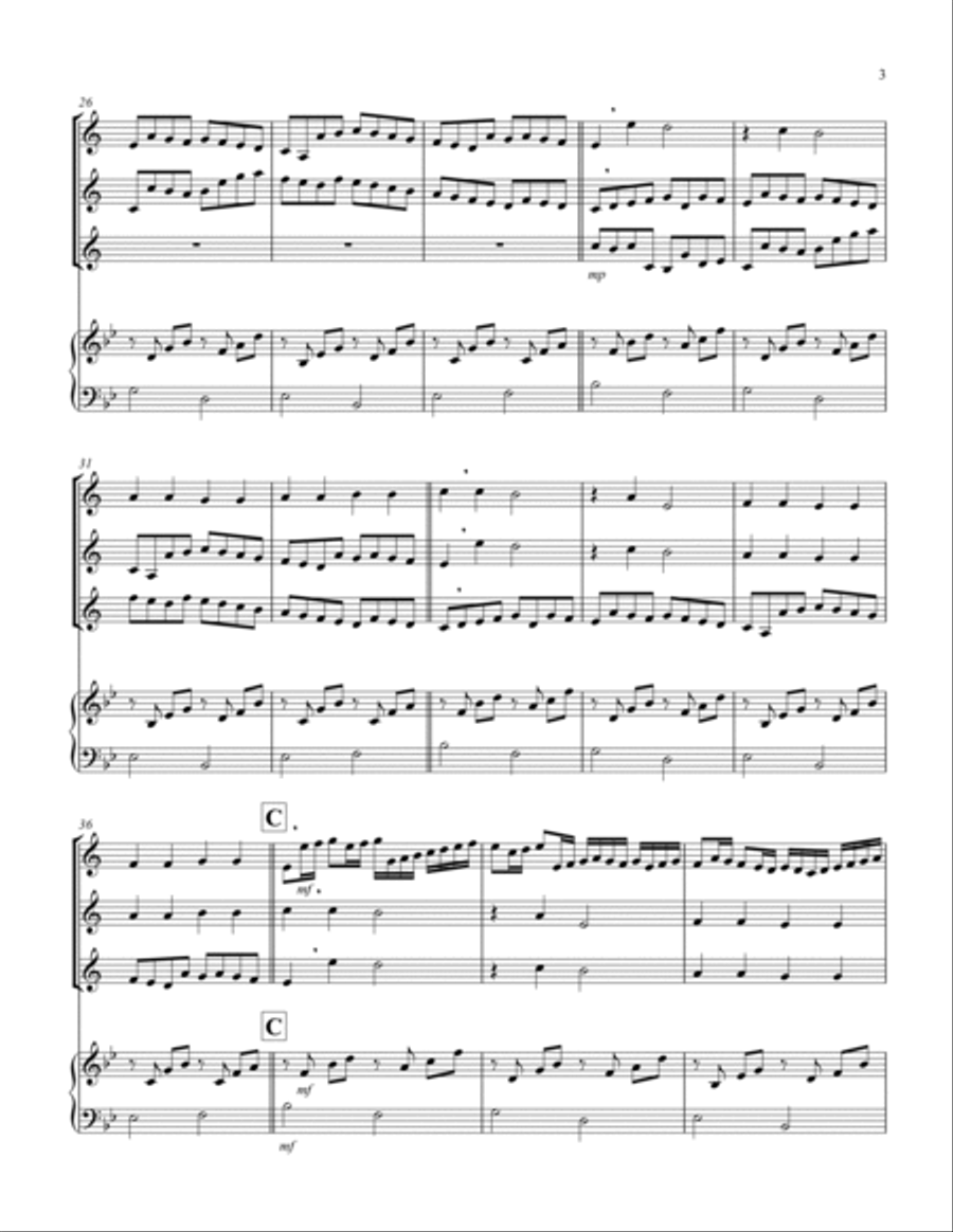 Canon (Pachelbel) (Bb) (Trumpet Trio, Keyboard) Trumpet Trio scores gallery preview page 3