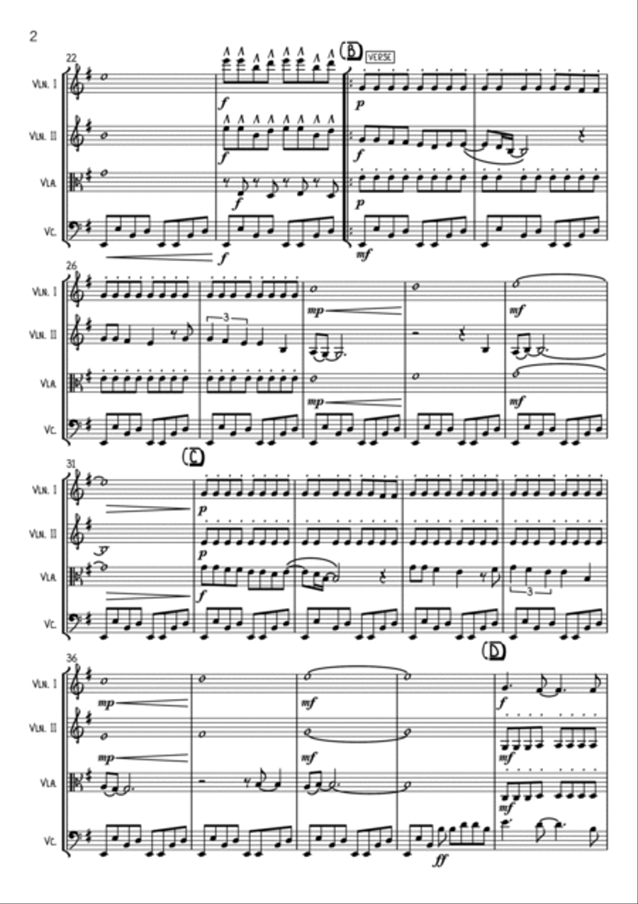 Livin' On A Prayer String Quartet scores gallery preview page 2