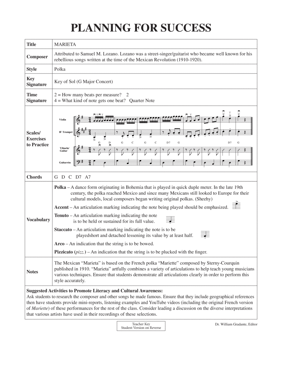 Marieta - Planning for Success Concert Band scores gallery preview page 1