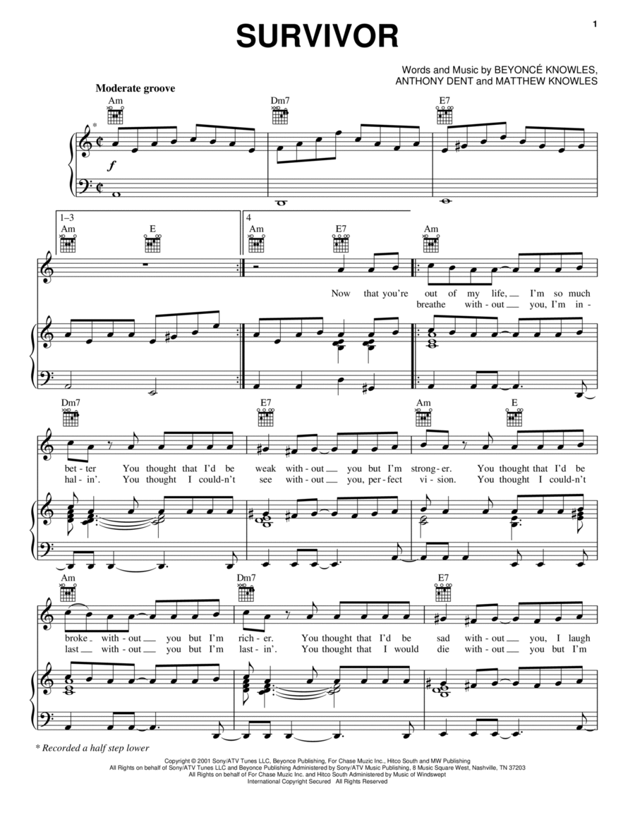 Survivor Piano, Vocal, Guitar scores gallery preview page 1