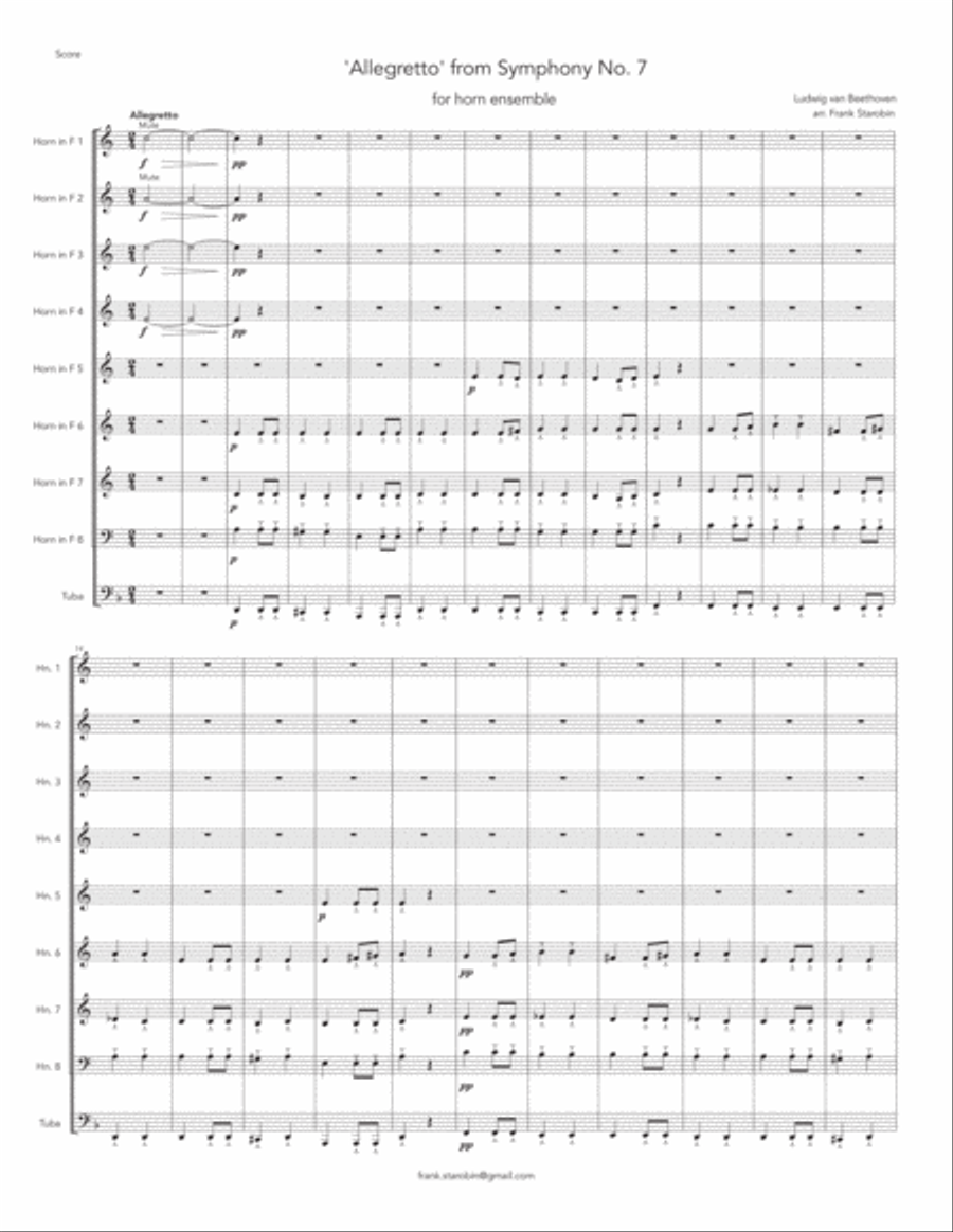 Allegretto from Symphony 7 for Horn Choir Choir scores gallery preview page 3