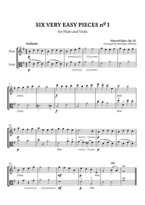Book cover for Six Very Easy Pieces nº 1 (Andante) - Flute and Viola