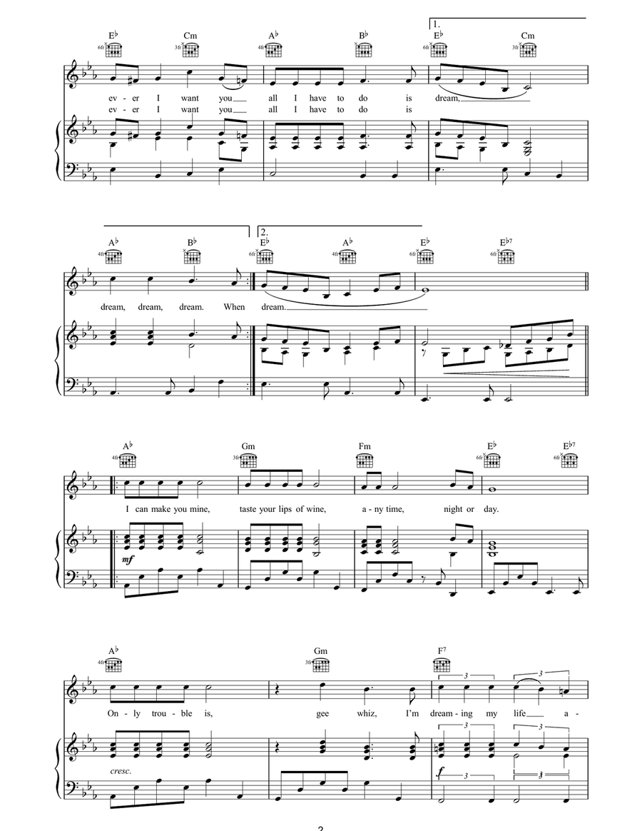 All I Have To Do Is Dream Piano, Vocal, Guitar scores gallery preview page 2