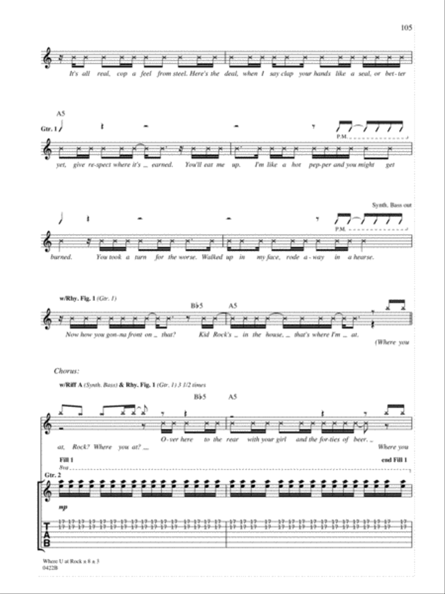 Where U At Rock Guitar Tablature scores gallery preview page 3
