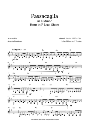 Passacaglia - Easy Horn in F Lead Sheet in Em Minor (Johan Halvorsen's Version)