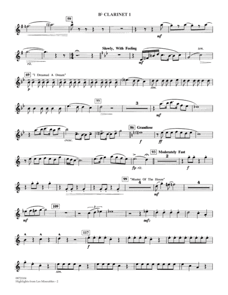 Highlights from Les Misérables (arr. Johnnie Vinson) - Bb Clarinet 1