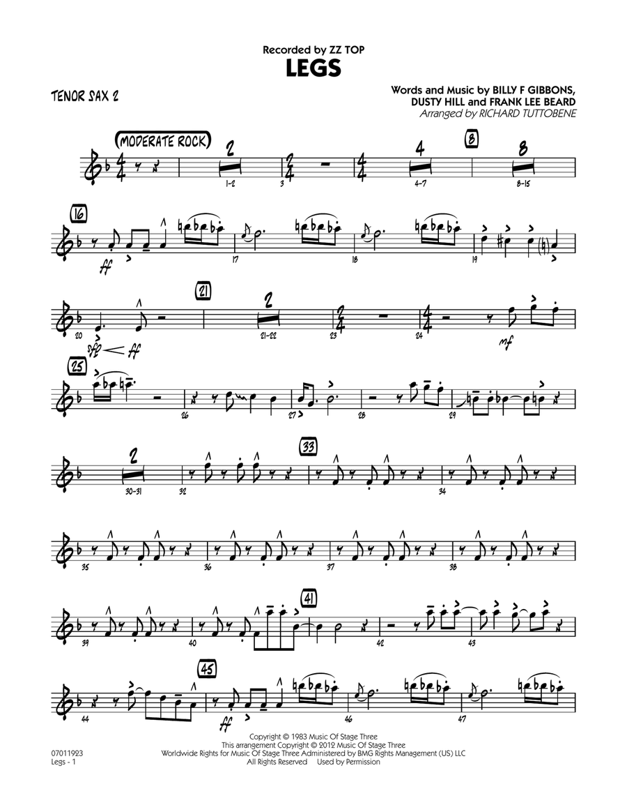 Legs - Tenor Sax 2 Jazz Ensemble scores gallery preview page 1