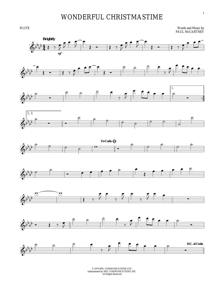 Wonderful Christmastime Wonderful Christmastime Flute Solo scores gallery preview page 1