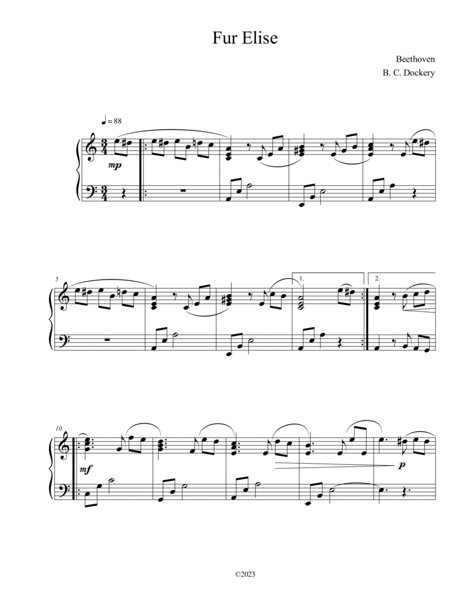Fur Elise (Piano Solo) Fur Elise (Piano Solo) Piano Solo scores gallery preview page 1