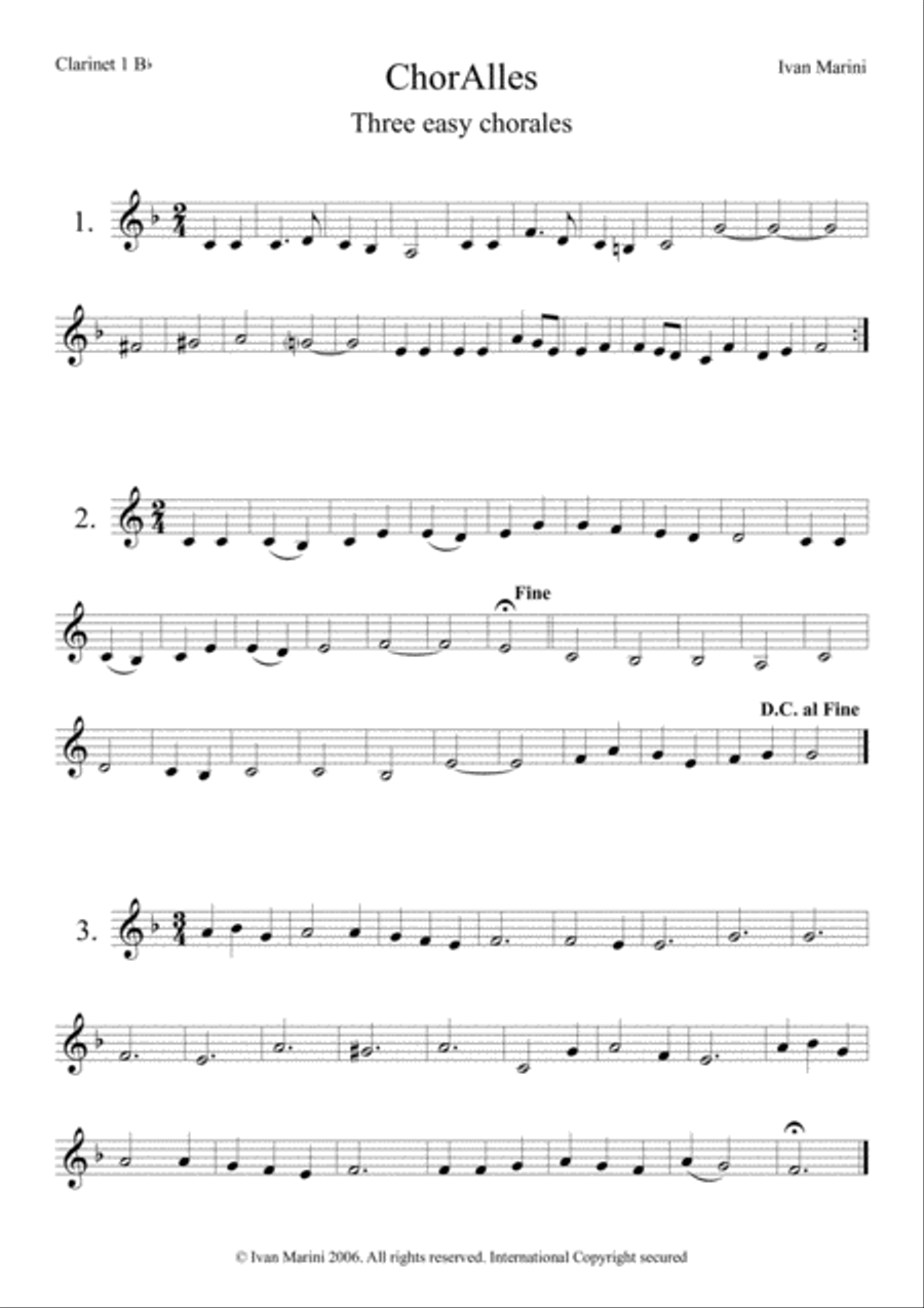 ChorAlles - Easy Chorales for Clarinet Quartet Clarinet Quartet scores gallery preview page 2