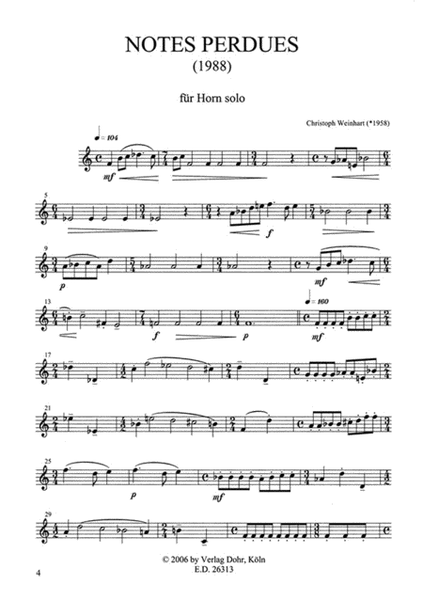 Notes perdues für Horn solo (1988)