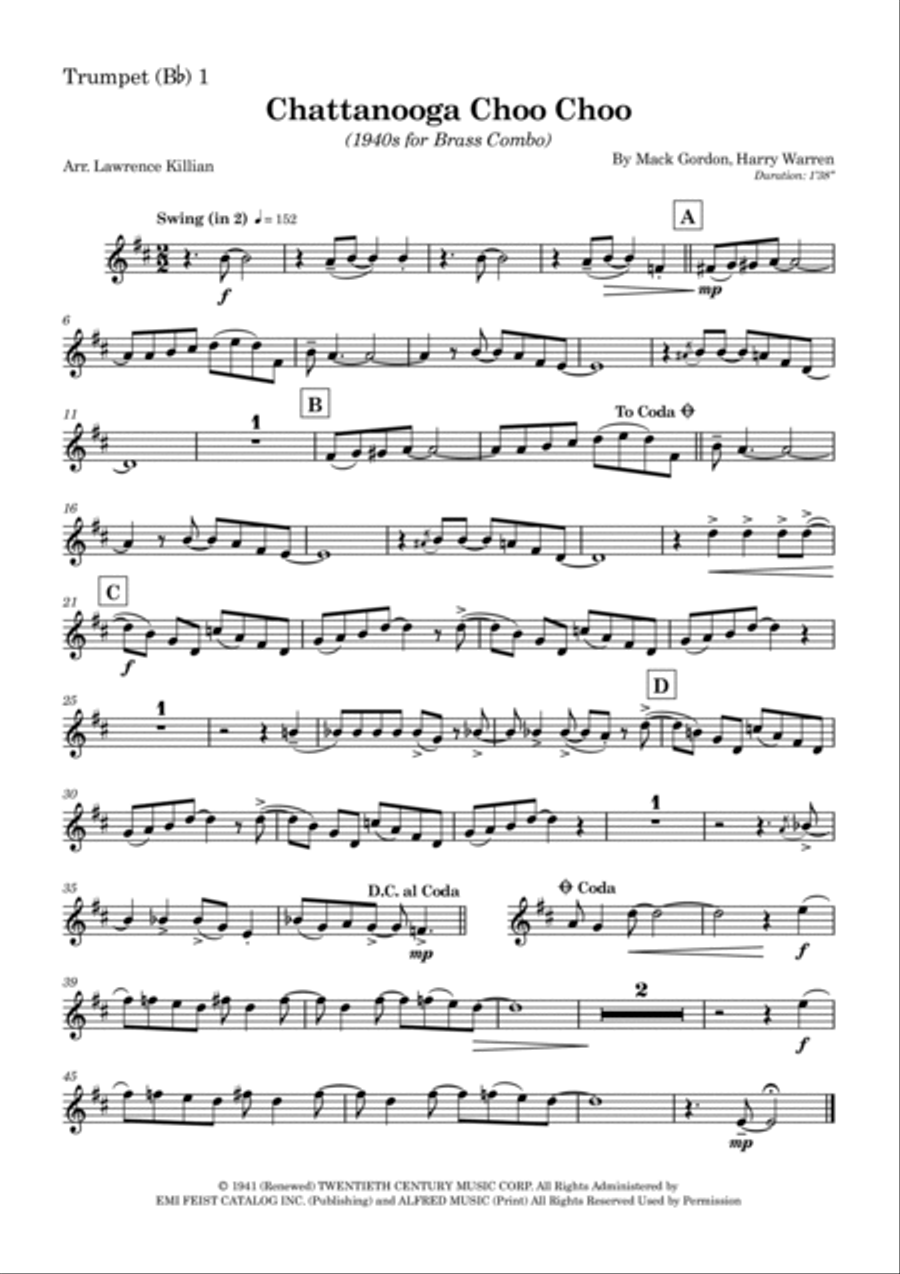 Chattanooga Choo Choo Chattanooga Choo Choo Brass Quintet scores gallery preview page 4