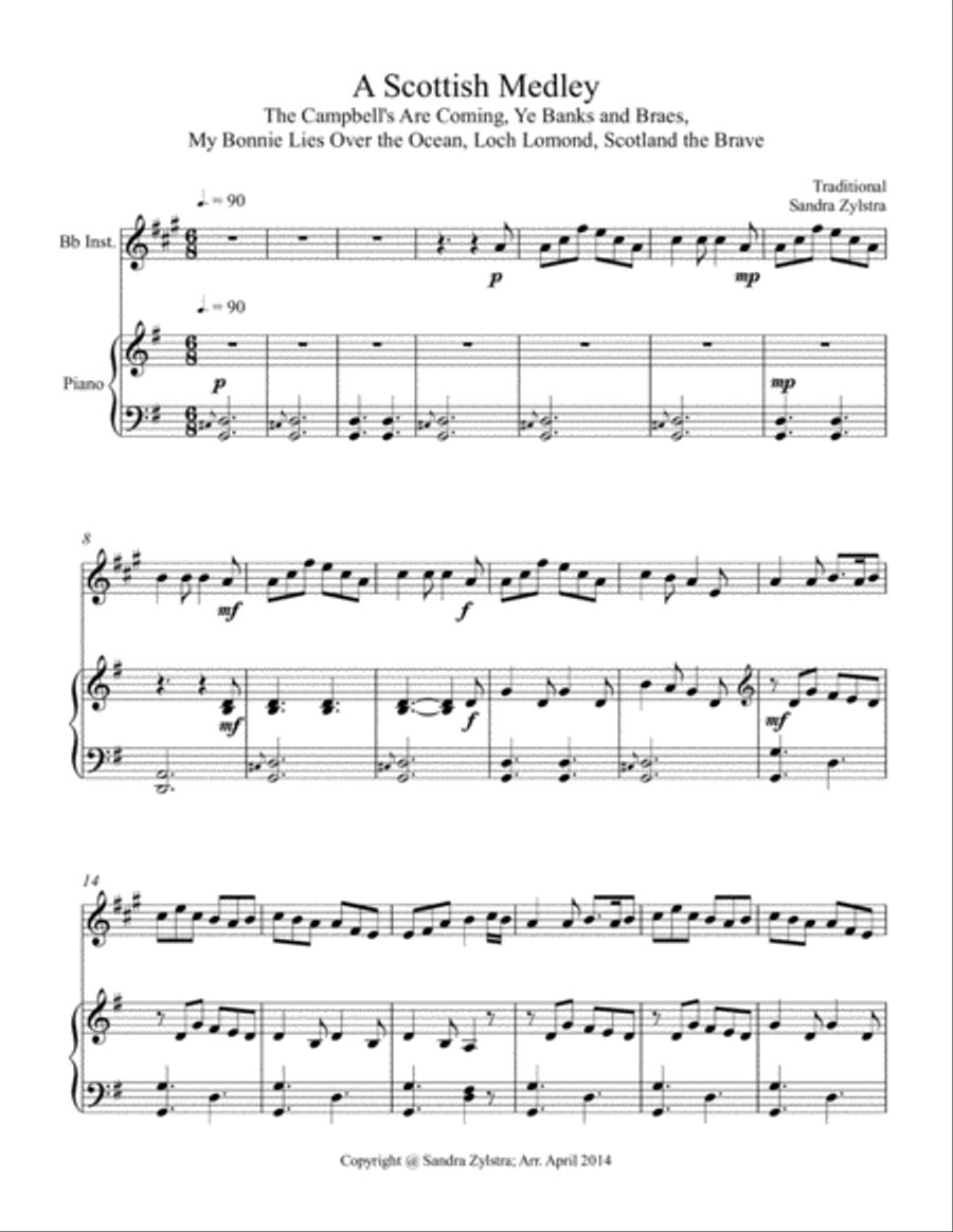 A Scottish Medley (treble Bb instrument solo) Piano scores gallery preview page 2