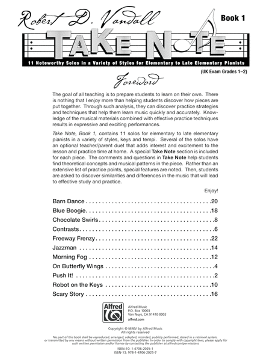 Take Note, Book 1 Take Note, Book 1 Easy Piano scores gallery preview page 2