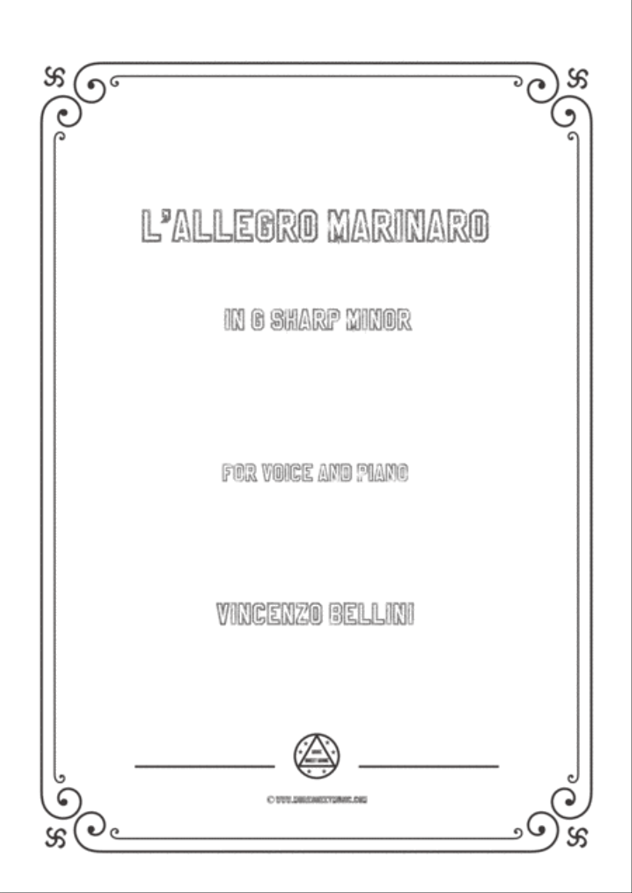 Bellini-L'allegro marinaro in g sharp minor,for voice and piano Voice Solo scores gallery preview page 1