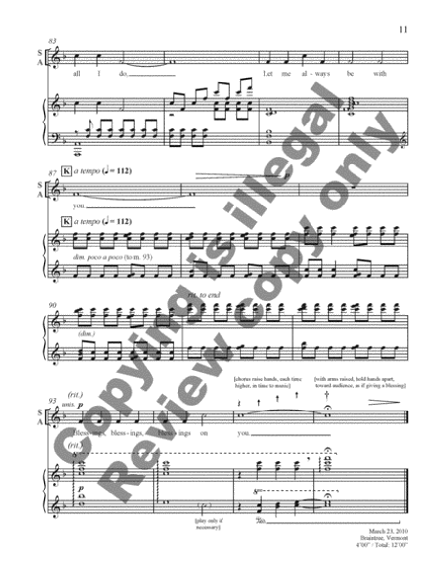 Blessings from the Children: 3. On Morning Wings 2-Part scores gallery preview page 11