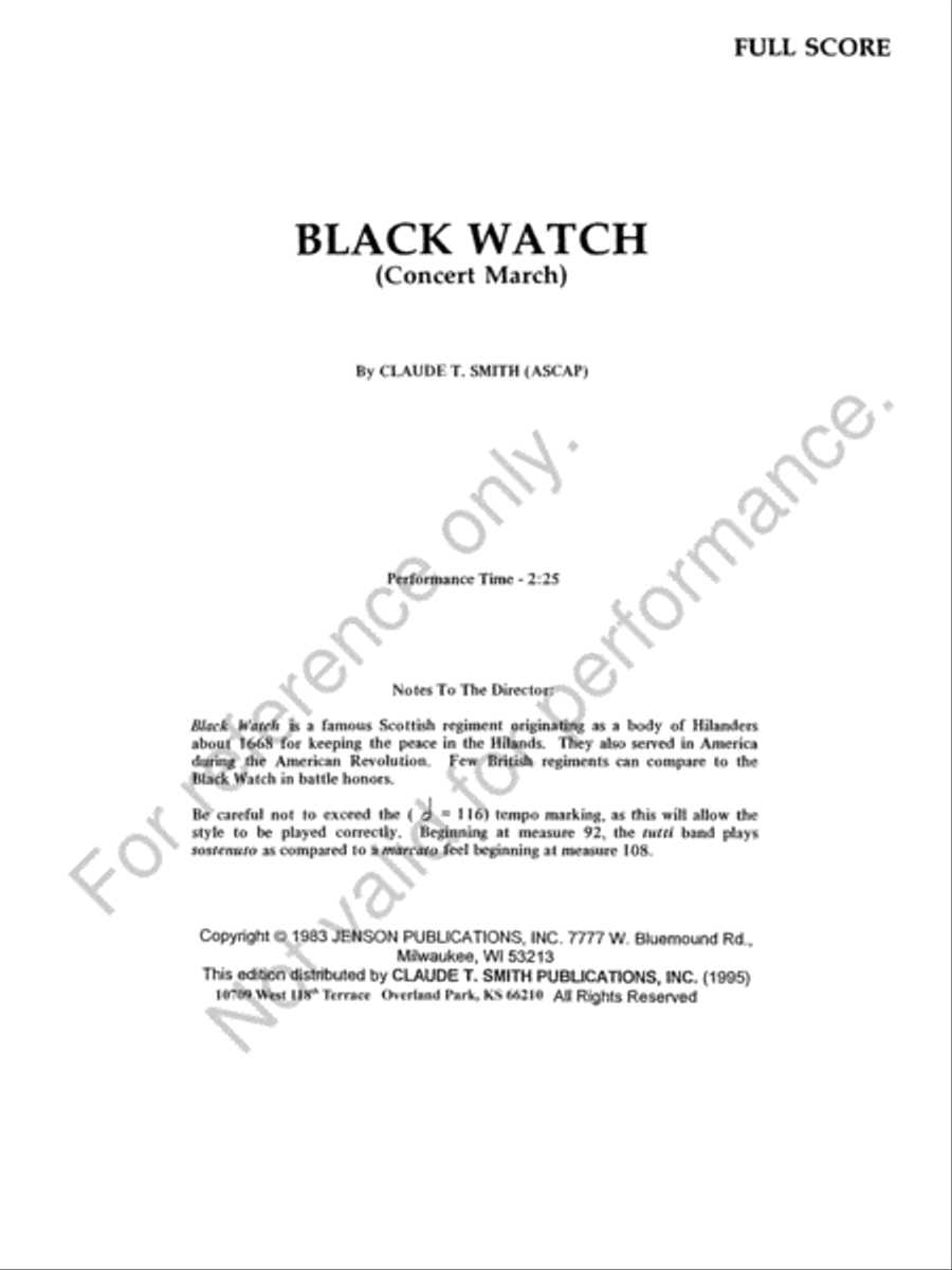 Black Watch Black Watch Concert Band scores gallery preview page 2