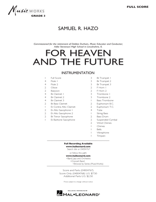 Book cover for For Heaven and the Future - Conductor Score (Full Score)