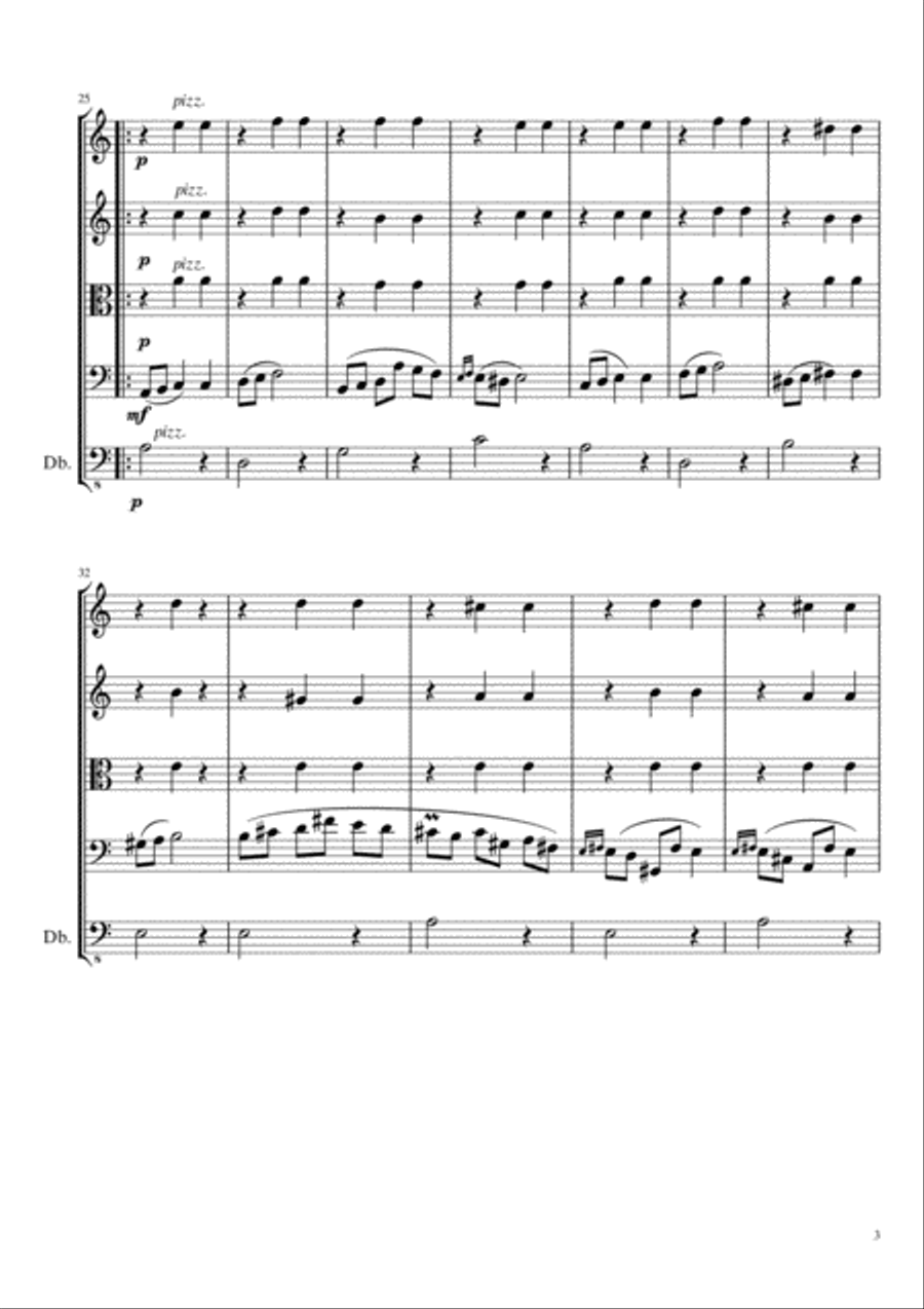 Waltz in A minor (Opus posthumous) for small string ensemble String Orchestra scores gallery preview page 4