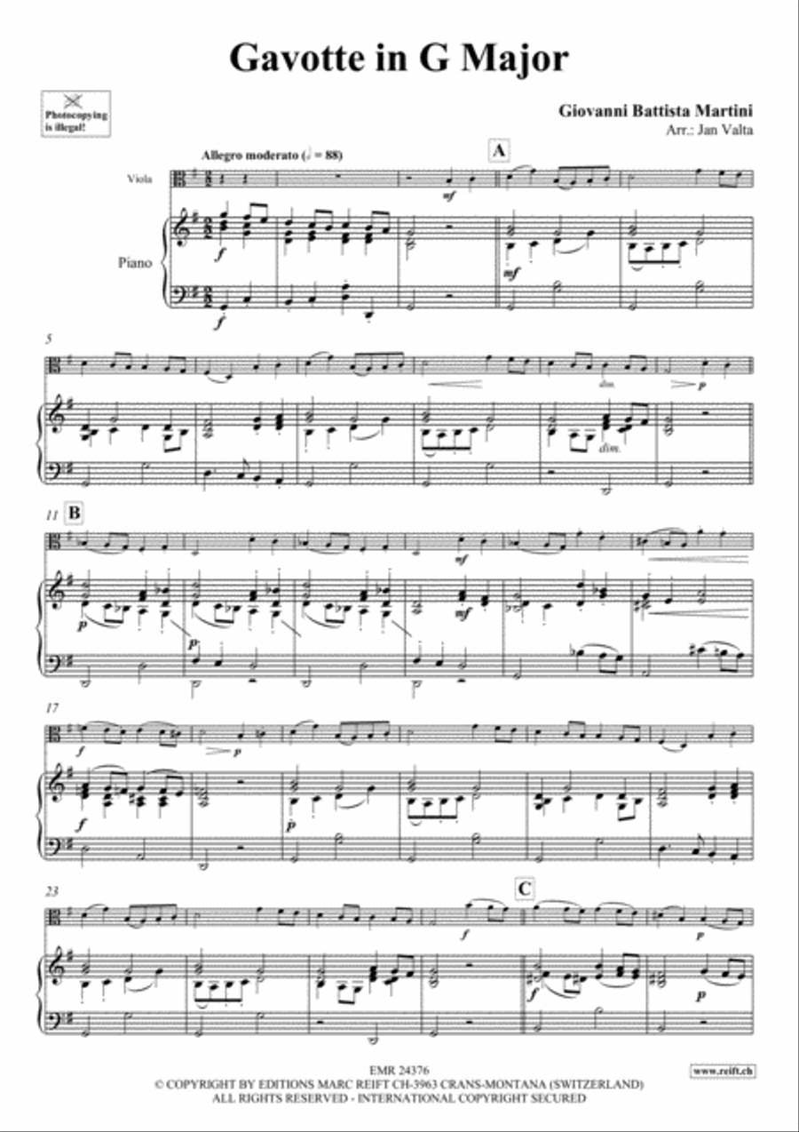 Gavotte in G Major Viola scores gallery preview page 4