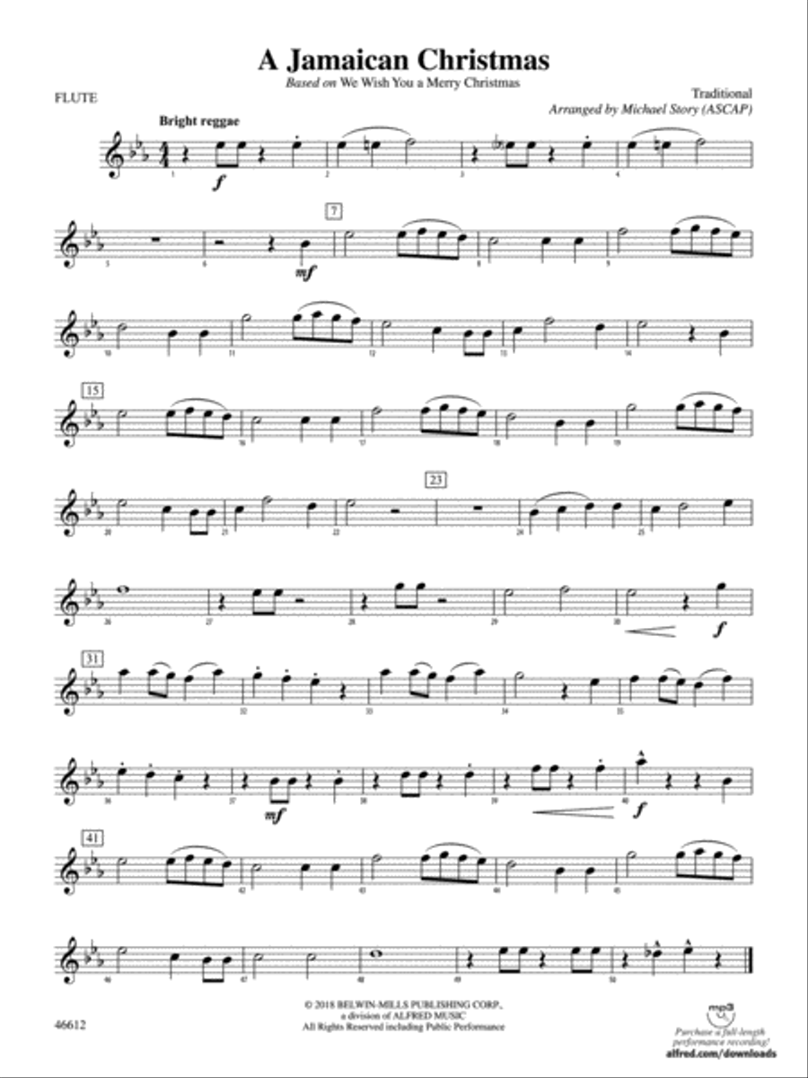A Jamaican Christmas: Flute Concert Band scores gallery preview page 1