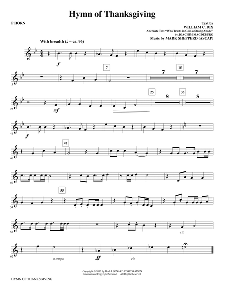 Hymn Of Thanksgiving - F Horn