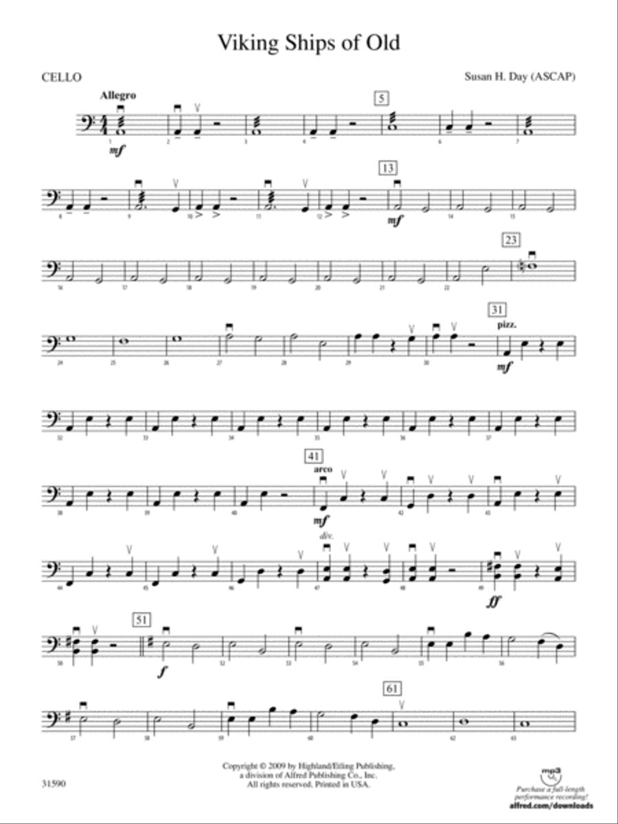 Viking Ships of Old: Cello String Orchestra scores gallery preview page 1