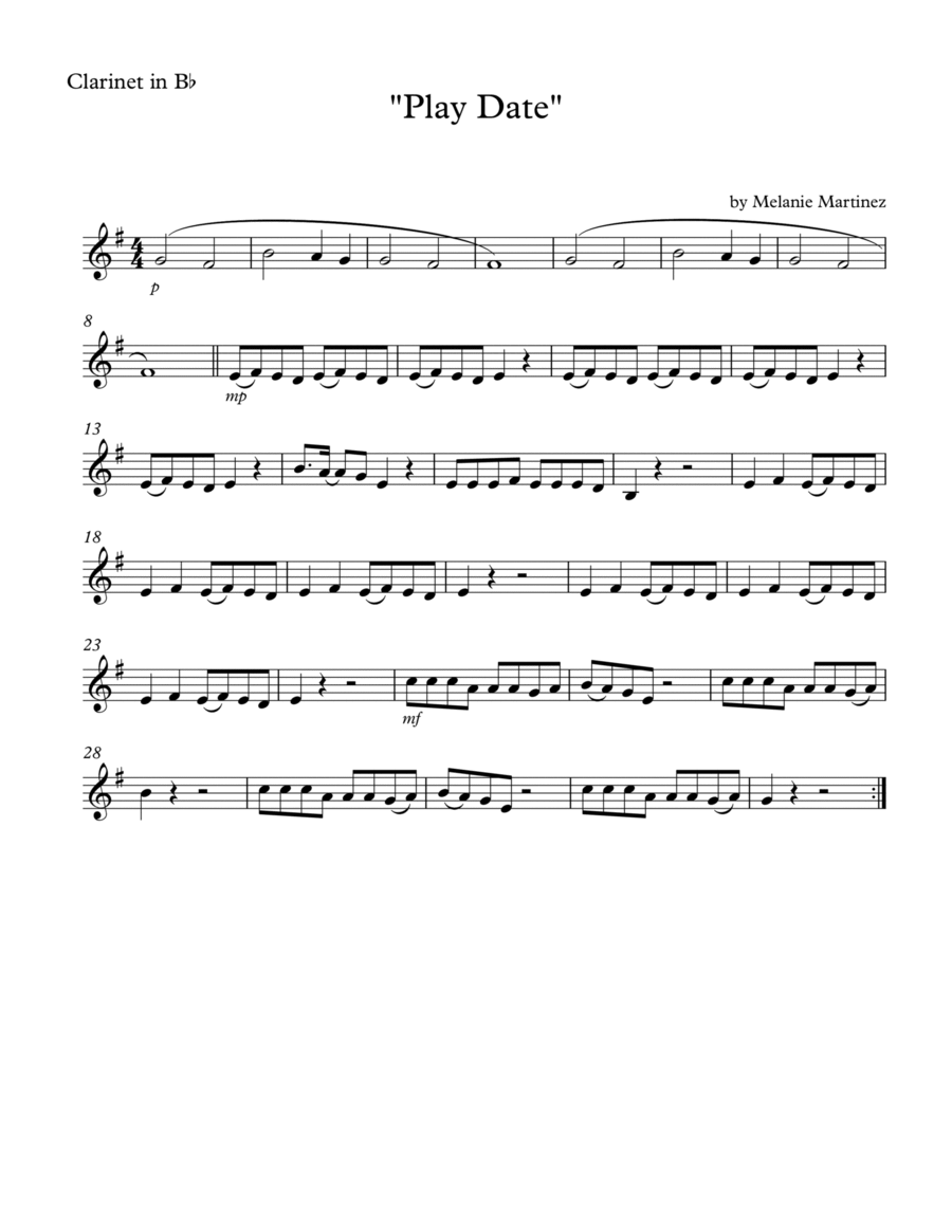Play Date Clarinet Solo scores gallery preview page 1