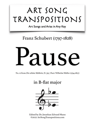 Book cover for SCHUBERT: Pause (transposed to B-flat major)