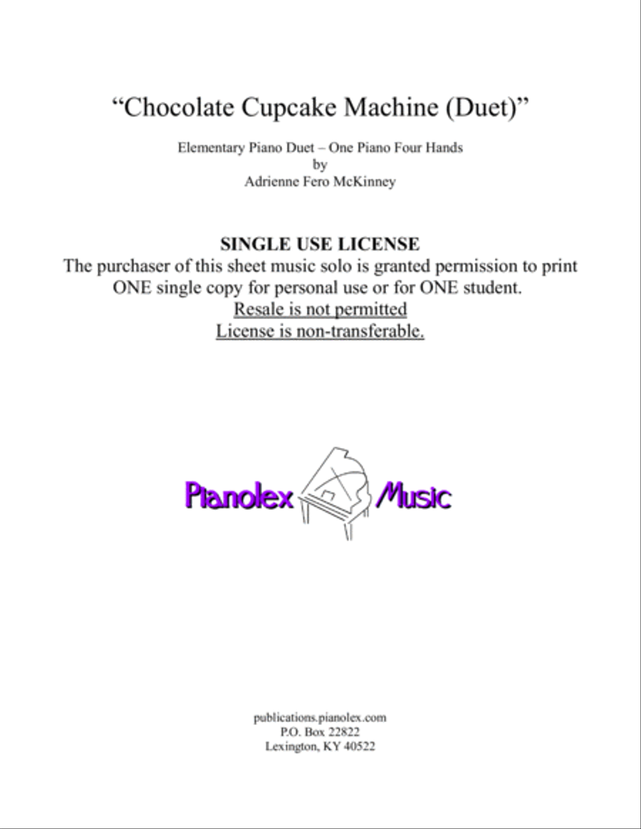Chocolate Cupcake Machine - duet (with individual parts) Easy Piano scores gallery preview page 2