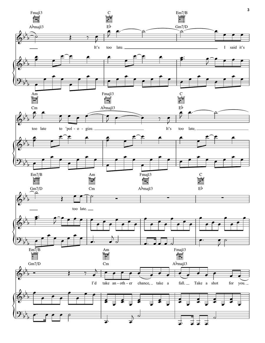 Apologize (feat. OneRepublic) Piano, Vocal scores gallery preview page 3